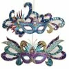 Promo 😍 Kurt S. Adler, Inc. Kurt Adler Carnival Mardi Gras Masks Glitter Holiday Ornaments Set Of 2 👍