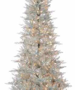 Top 10 🎁 Gerson Company Silver Tuscany Tinsel Tree With 450 Clear Lights, 7.5 Foot 🧨