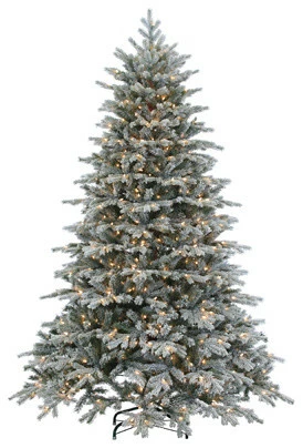Flash Sale โจ Gerson Company Flocked Natural Cut Vermont Spruce With 900 Clear Lights, 7.5 Foot ๐
