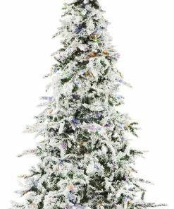 Top 10 😉 Christmas Time 7.5' White Pine Snowy Artificial 🔔 Christmas Tree With Multi LED Lights And Sound 👍