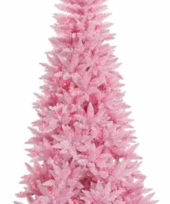 Discount 😍 Vickerman Company Vickerman 4.5'x24" Slim Fir Tree, Dura-Lit 200 Pink 400 Tips, Pink, LED ❤️